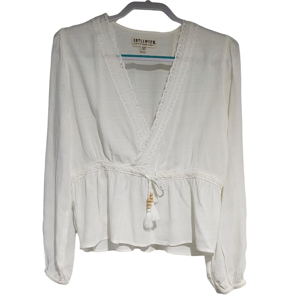 Idyllwind Miranda Lambert Cherry Street Top Womens Size M White V-Neck Lace - Picture 2 of 8
